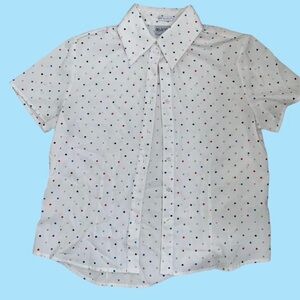 White Polka Dot Short Sleeve Shirt